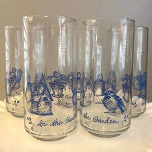 Vintage Libbey Glass "In The Garden" Tumblers 14oz Set of 4 Matches Corelle
